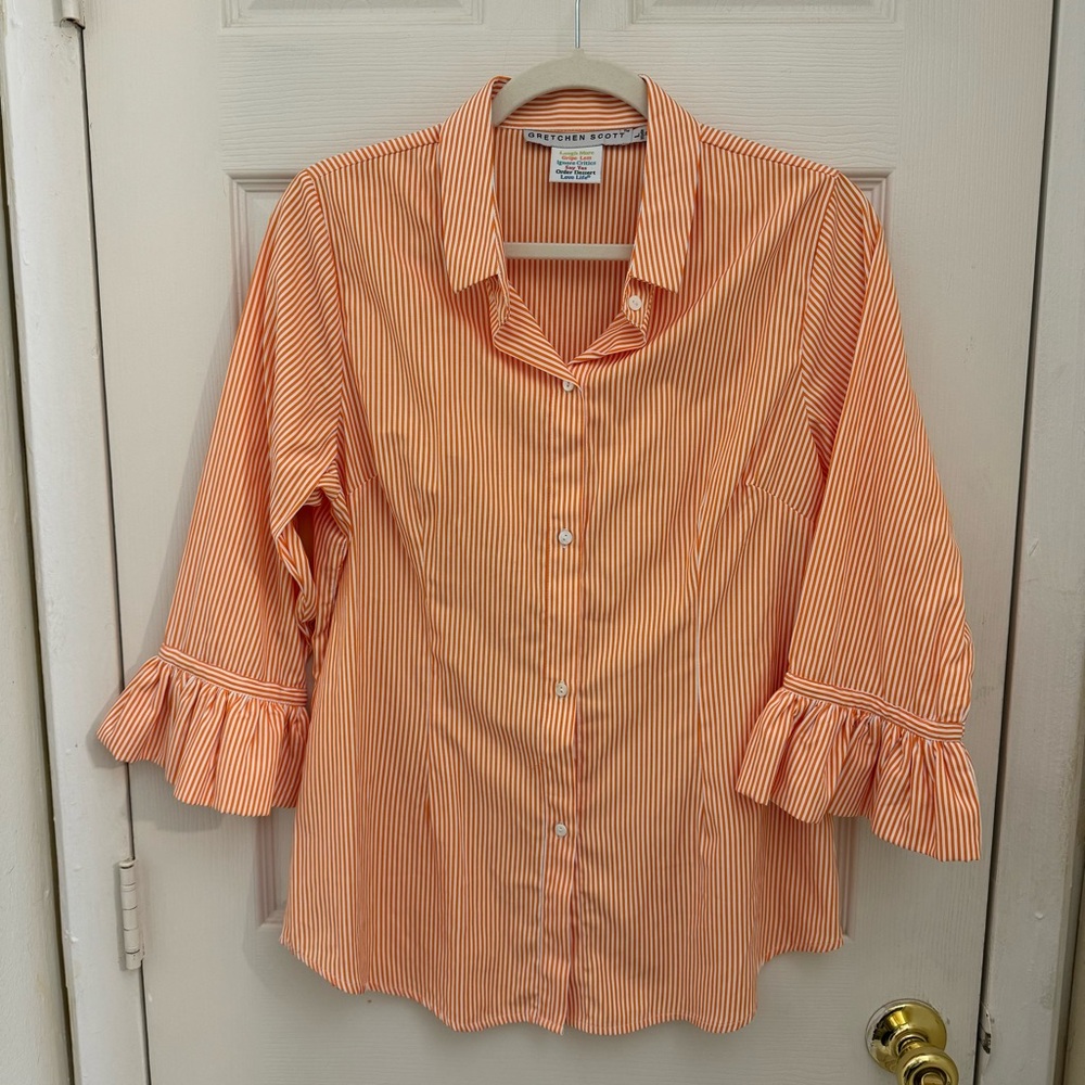 Gretchen Scott Designs Orange Striped Blouse